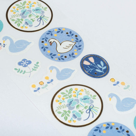 Floral Swan Gold Foil Sticker Sheet