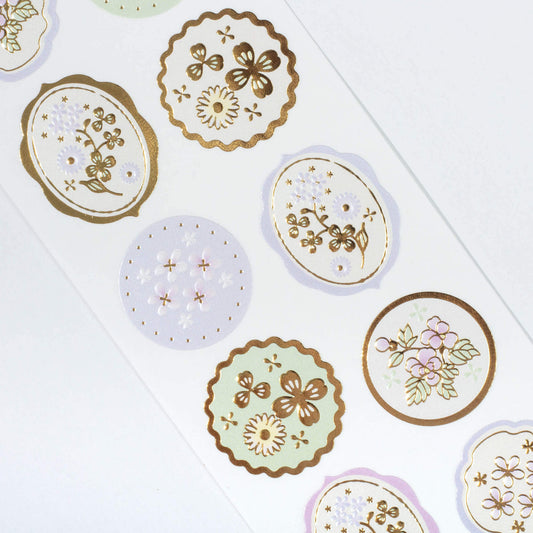 Pearl Flowers Gold Foil Sticker Sheet