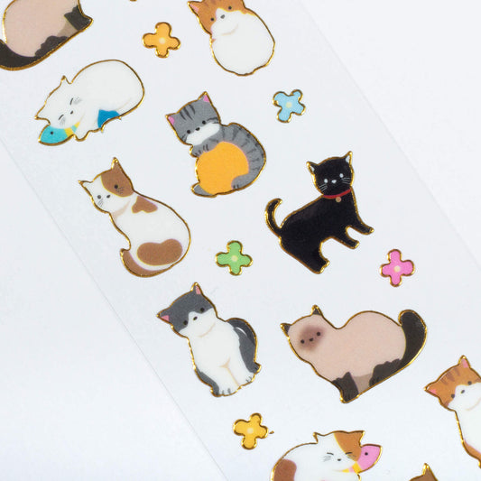 Cat Gold Edge Seal Sticker Sheet